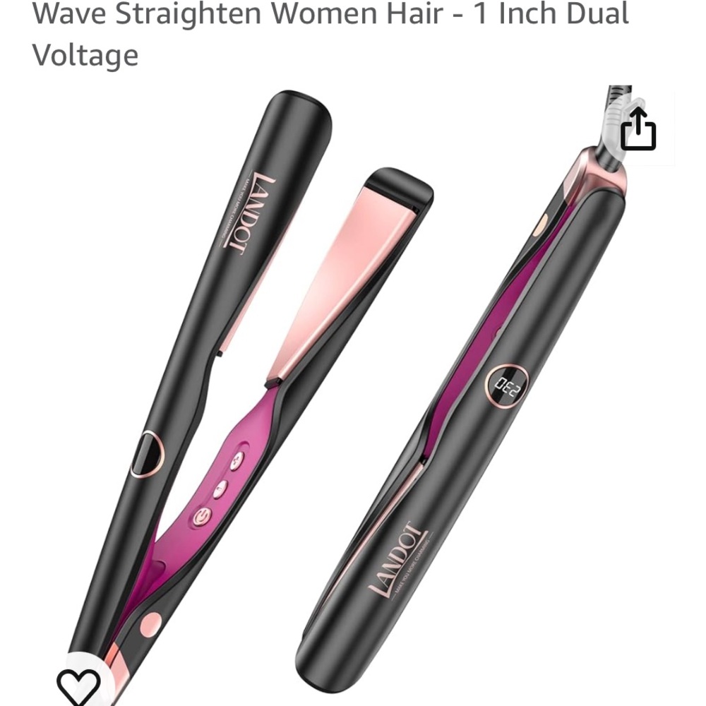 LANDOT Hair Straightener Flat Curling Iron: Straightener and Curler 2 in 1
